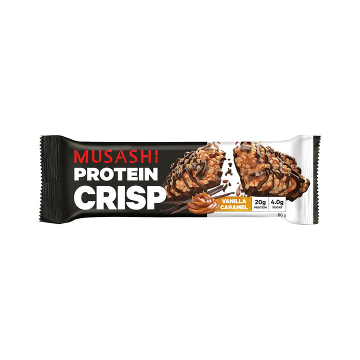 Musashi Protein Crisp Bar Vanilla Caramel Pack of 12 (12 x 60g Protein Crisp Bars)