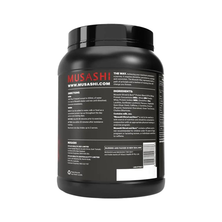 Musashi Shred &amp; Burn Protein Powder Vanilla 900g