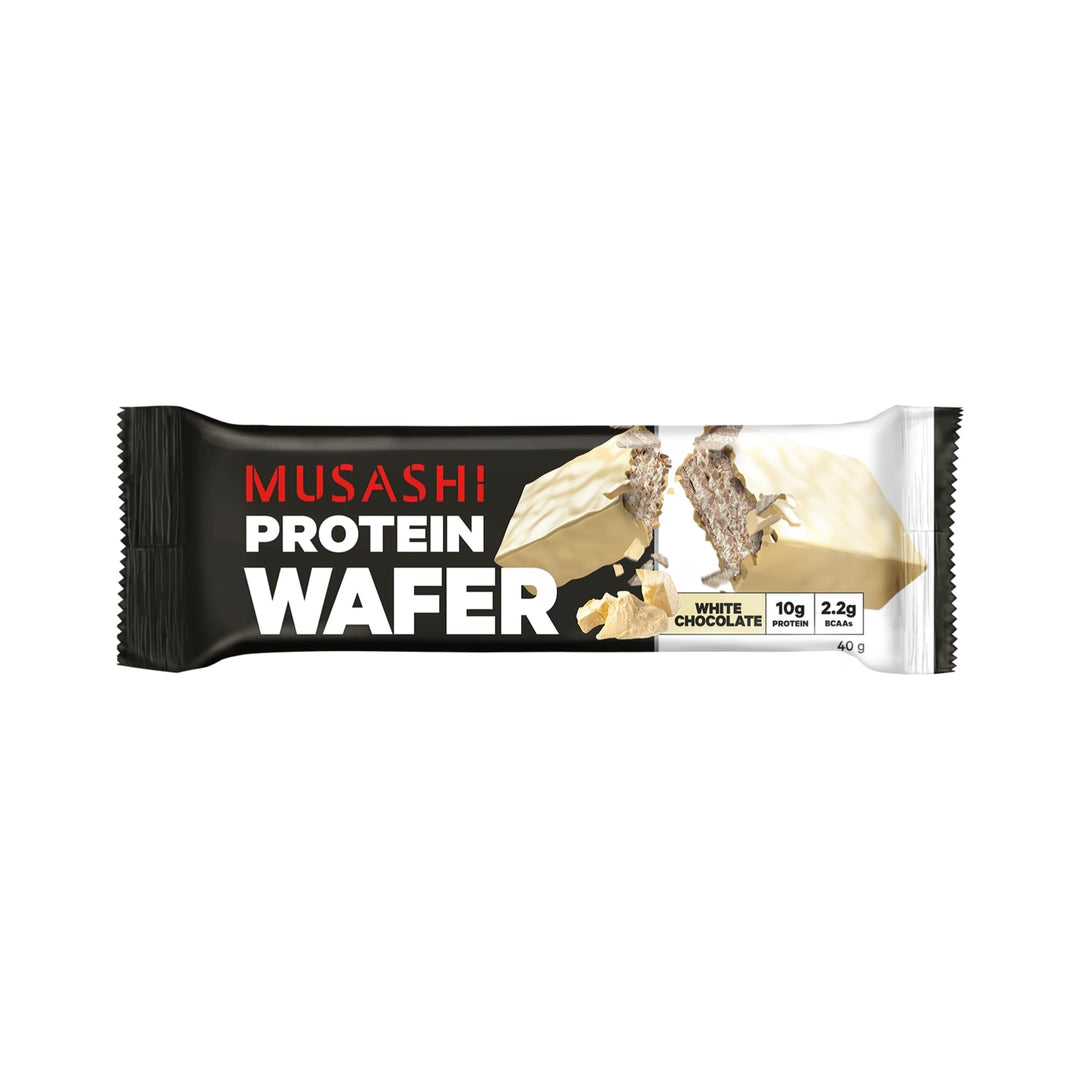 Musashi Protein Wafer Bar White Chocolate Pack of 12 (12 x 40g Protein Wafer Bars)