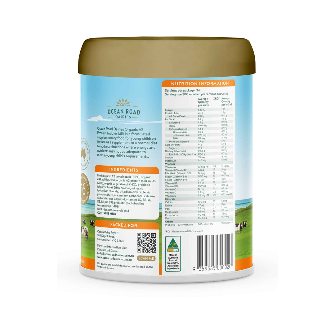 Ocean Road Dairies Organic A2 Protein Stage 3 Toddler Milk 900g