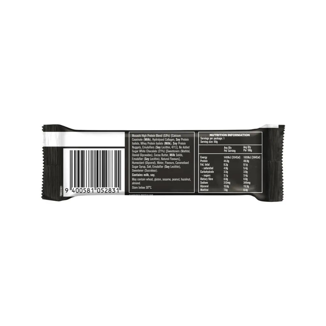 Musashi High Protein White Choc Caramel Pack of 12 (12 x 90g Protein Bars)