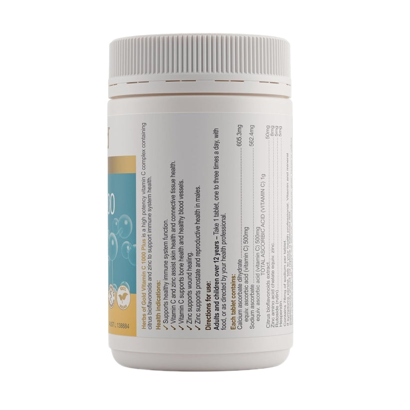 Herbs of Gold Vitamin C 1000 Plus 120 Tablets