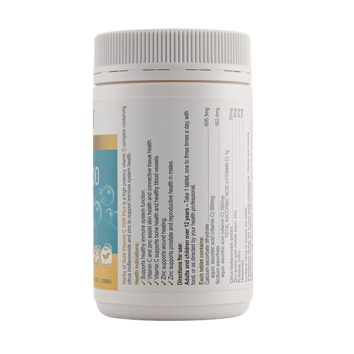 Herbs of Gold Vitamin C 1000 Plus 120 Tablets