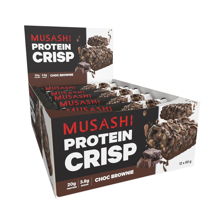 Musashi Protein Crisp Choc Brownie Pack of 12 (12 x 60g Protein Crisp Bars)