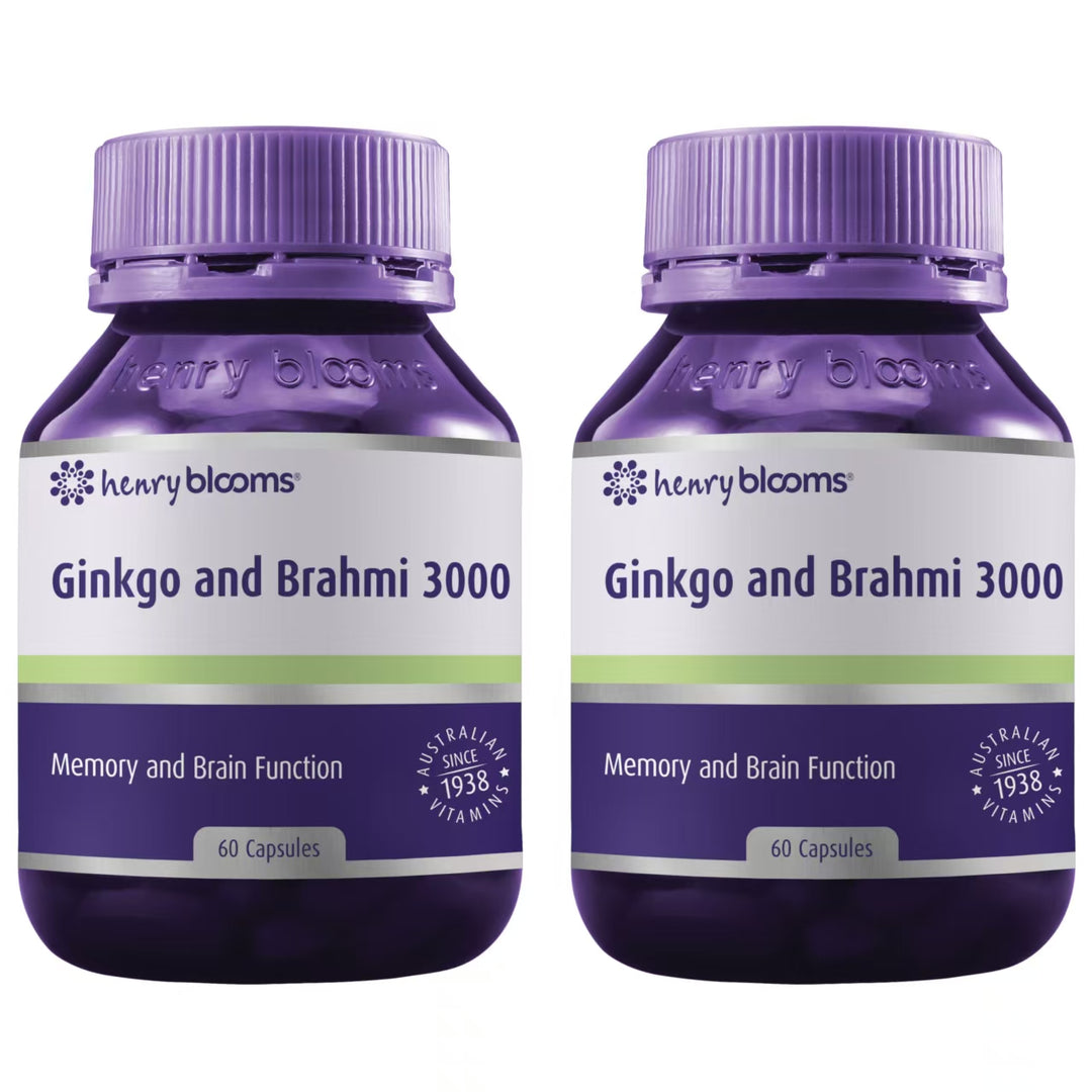 Henry Blooms Ginkgo and Brahmi 3000 60 Capsules