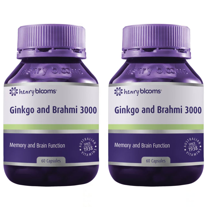 Henry Blooms Ginkgo and Brahmi 3000 60 Capsules