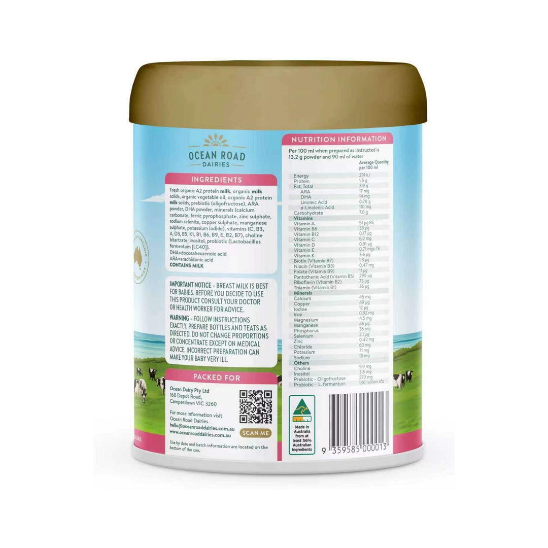 Ocean Road Dairies Organic A2 Protein Stage 2 Follow-On Formula 900g