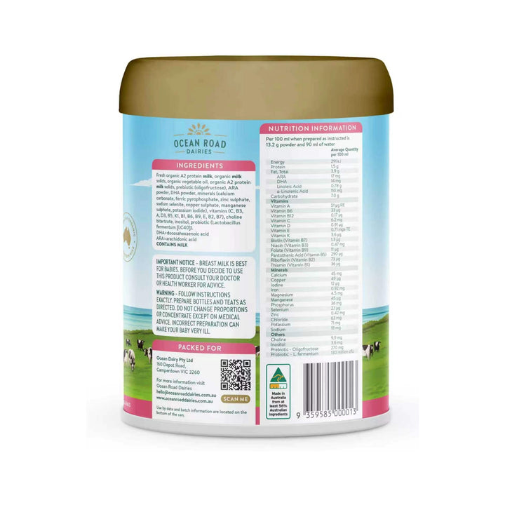 Ocean Road Dairies Organic A2 Protein Stage 2 Follow-On Formula 900g