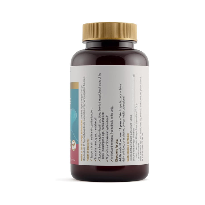 Herbs of Gold Ginkgo Biloba 6000 120 Capsules