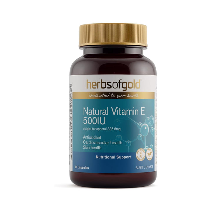 Herbs Of Gold Natural Vitamin E 500IU 50 Capsules