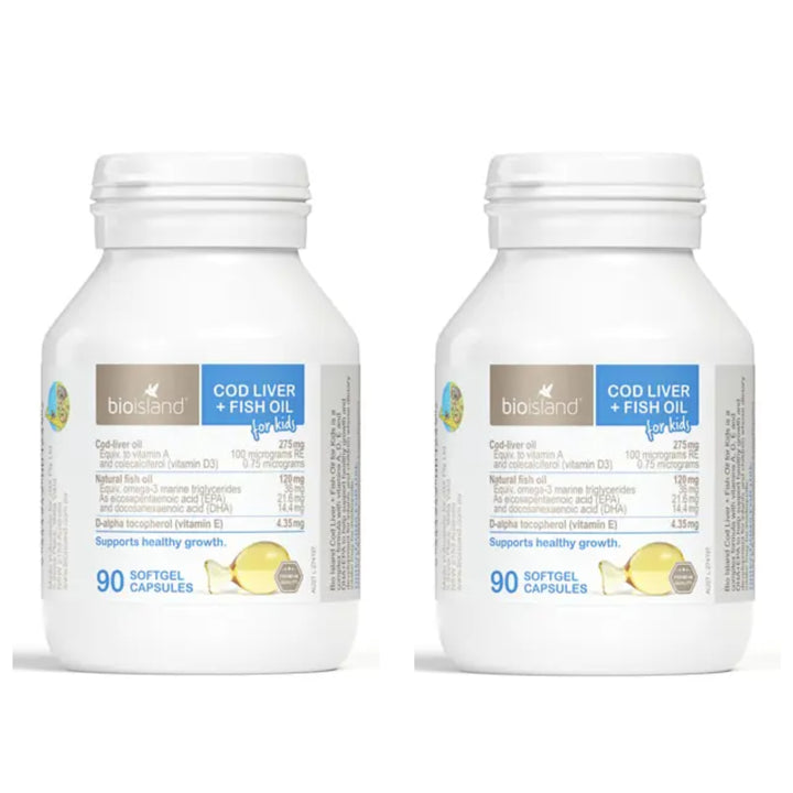Bio Island Cod Liver + Fish Oil Kids 90 Capsules