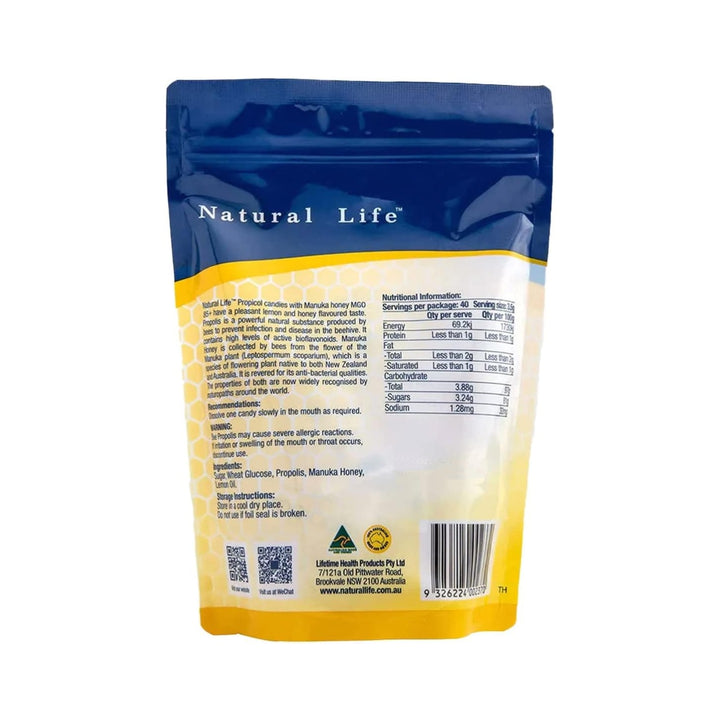 Natural Life 蜂胶麦卢卡蜂蜜润喉糖 MGO 550+ 100克