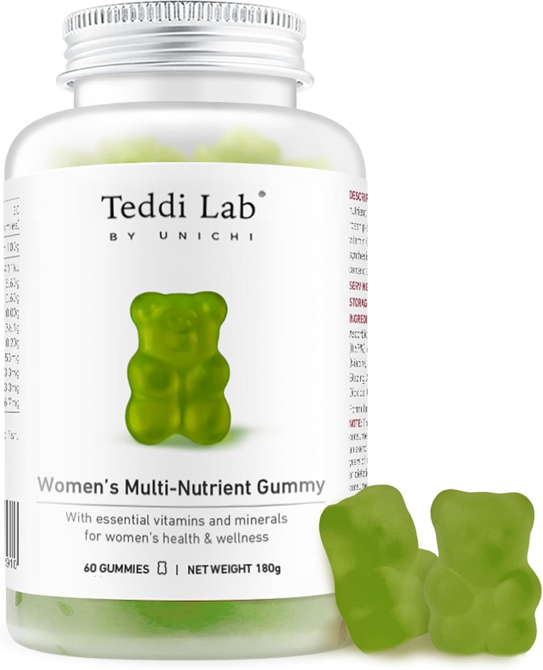 Unichi Women’s Multi-Nutrient Gummy, 18 Essential Vitamins &amp; Minerals Specially Designed for Women to Improve Overall Vitality, NON-GMO, Lime Flavour, 60 Count