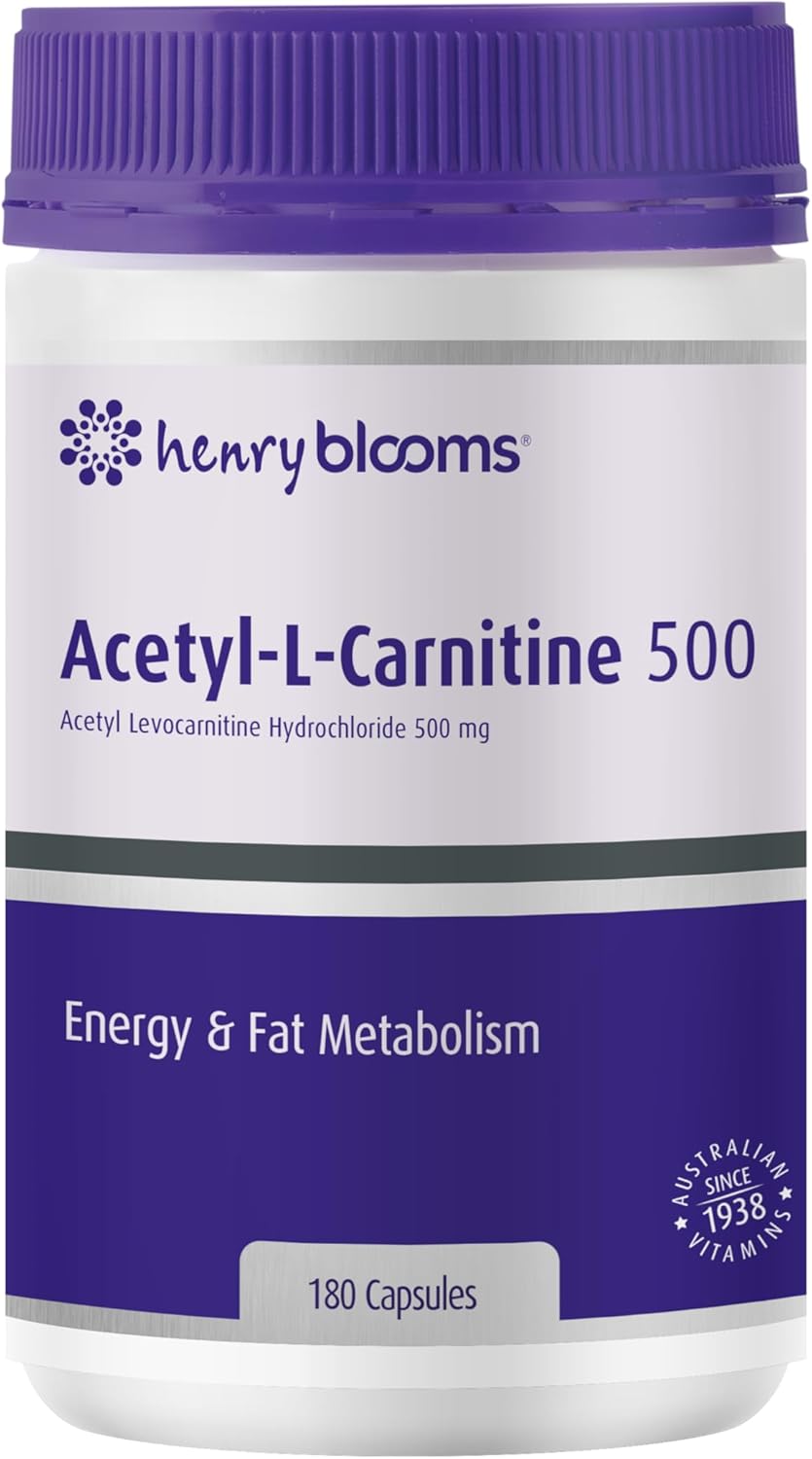 Henry Blooms 500mg Acetyl L-Carnitine Fat Metabolism 180 Vegetarian Capsules