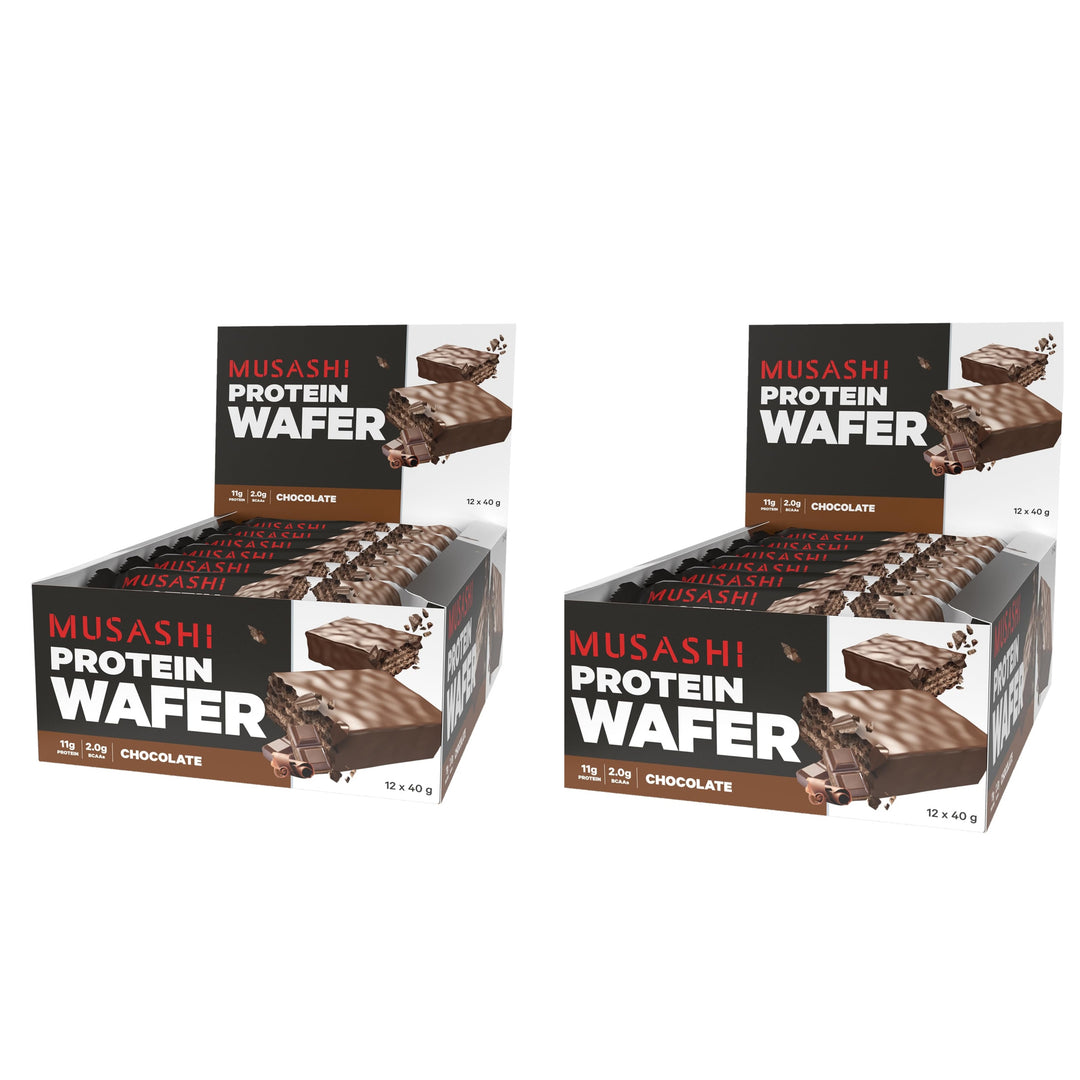 Musashi Protein Wafer Bar Chocolate Pack of 12 (12 x 40g Protein Wafer Bars)