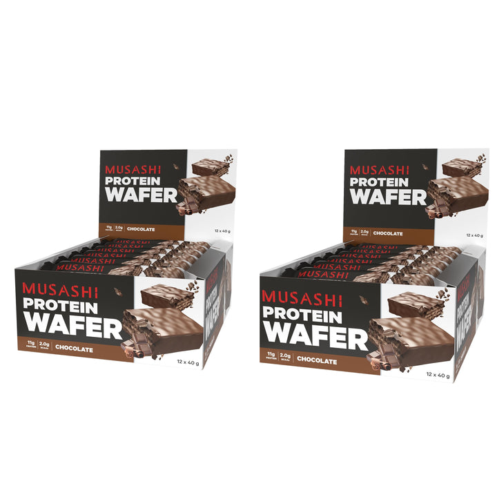 Musashi Protein Wafer Bar Chocolate Pack of 12 (12 x 40g Protein Wafer Bars)