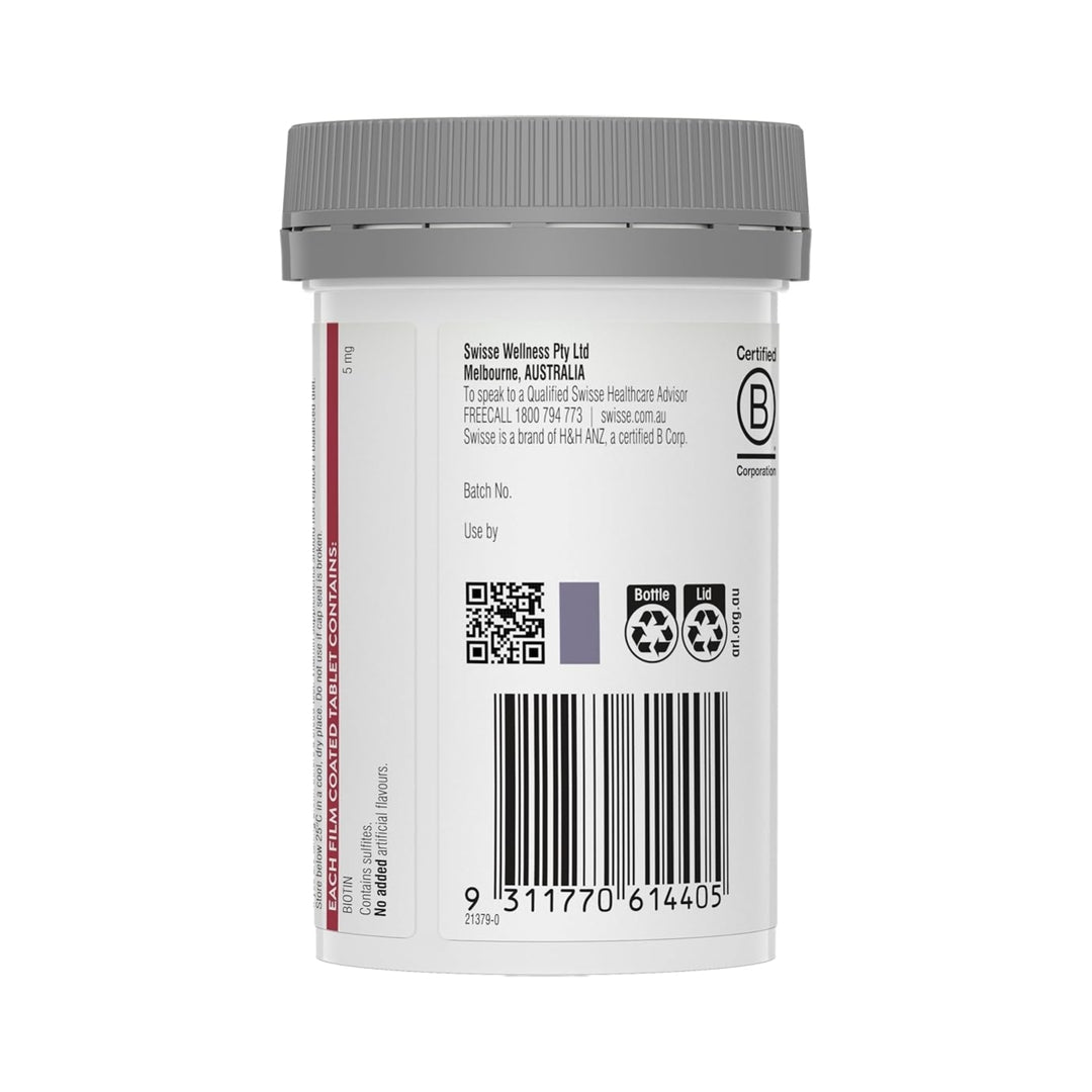Swisse Beauty High Strength Biotin 5,000 Mcg 100 Tablets