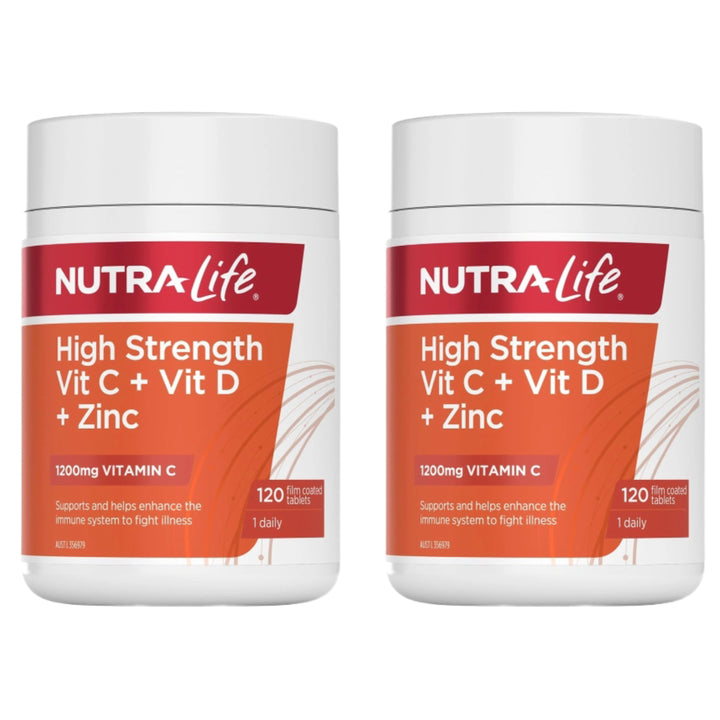 Nutra-Life High Strength Vitamin C, Vitamin D + Zinc 120 Tablets