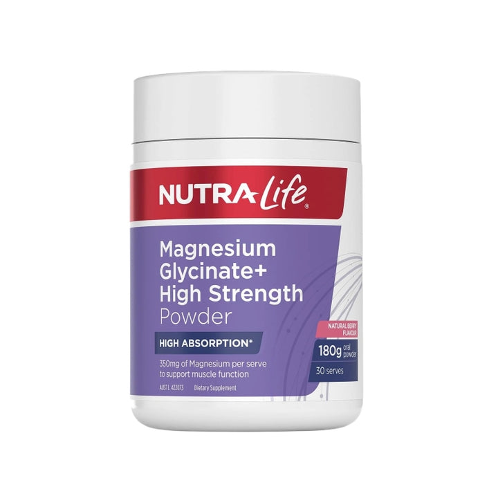 Nutra-Life Magnesium Glycinate+ High Strength Powder Berry Flavour 180G