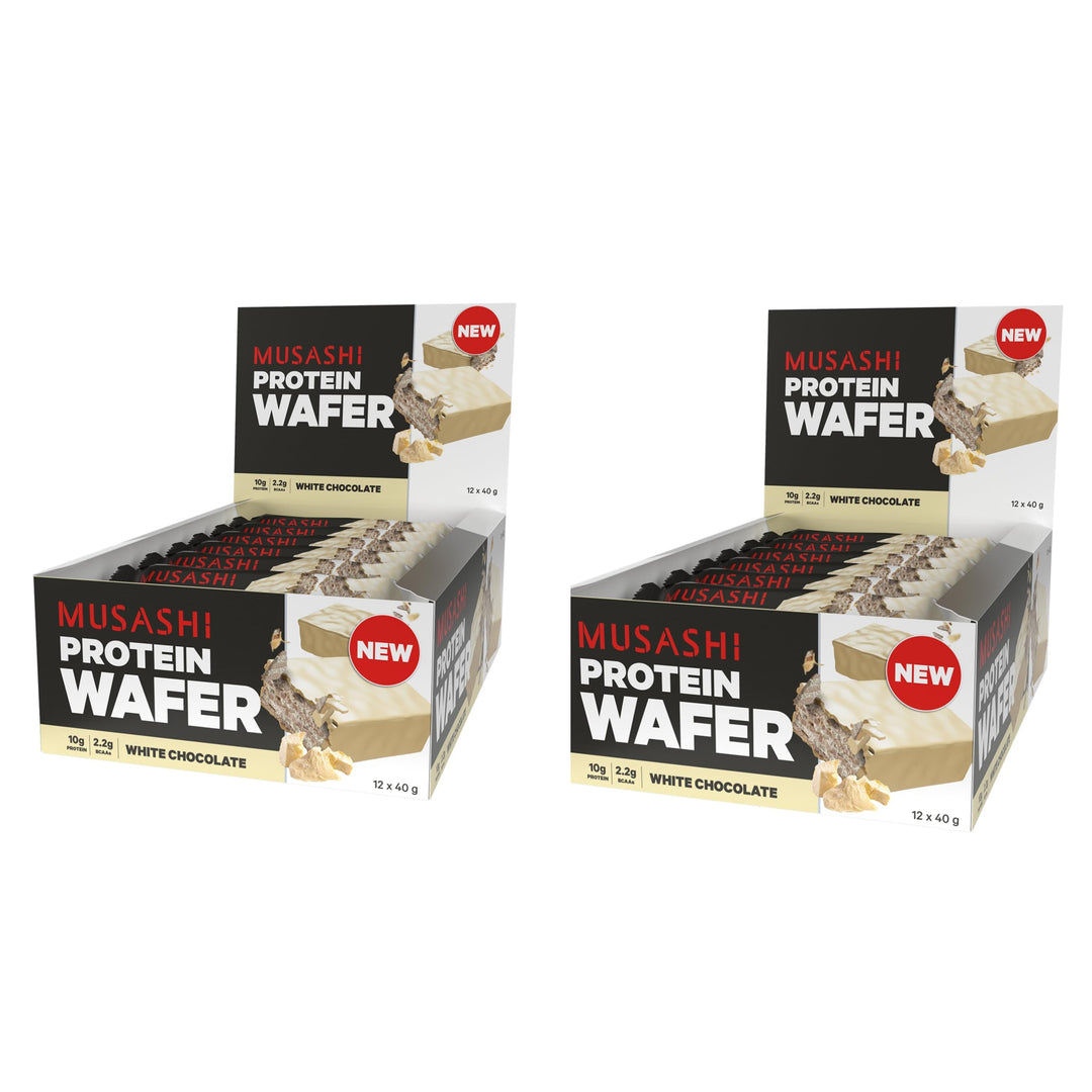 Musashi Protein Wafer Bar White Chocolate Pack of 12 (12 x 40g Protein Wafer Bars)