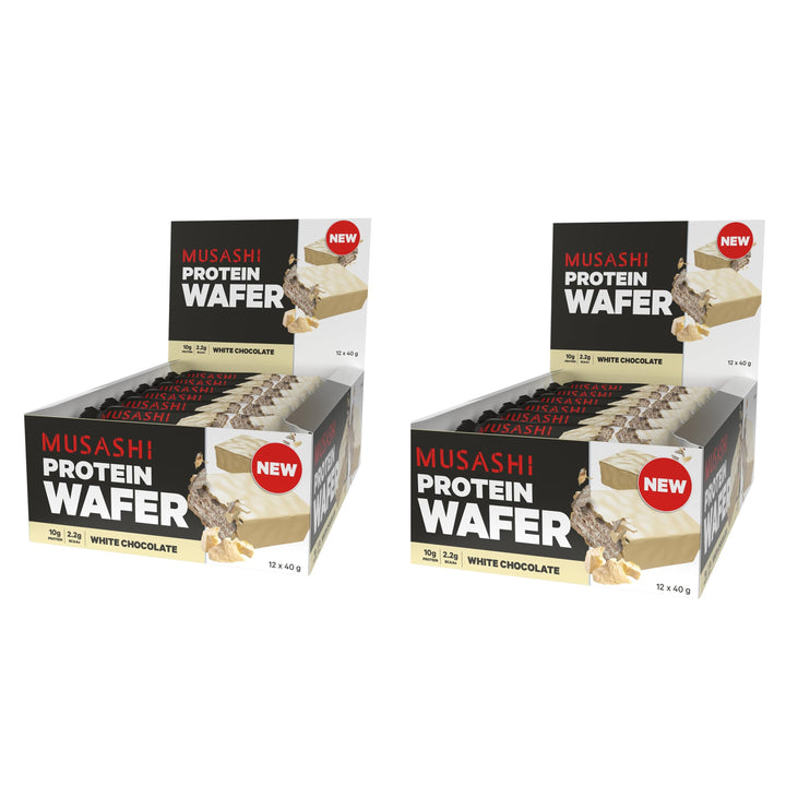 Musashi Protein Wafer Bar White Chocolate Pack of 12 (12 x 40g Protein Wafer Bars)