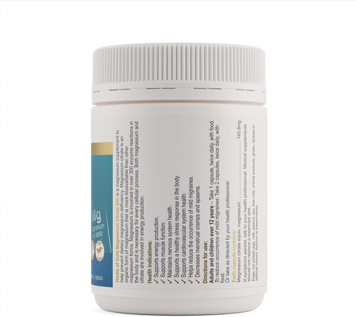 Herbs of Gold Magnesium Citrate 900 120 Capsules