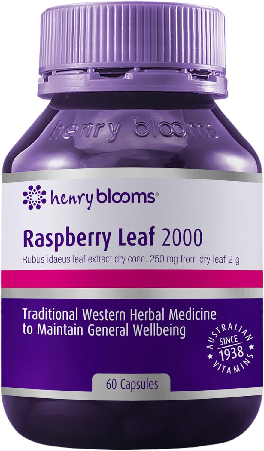 Henry Blooms 2000 mg Raspberry Leaf 60 Vegetarian Capsules