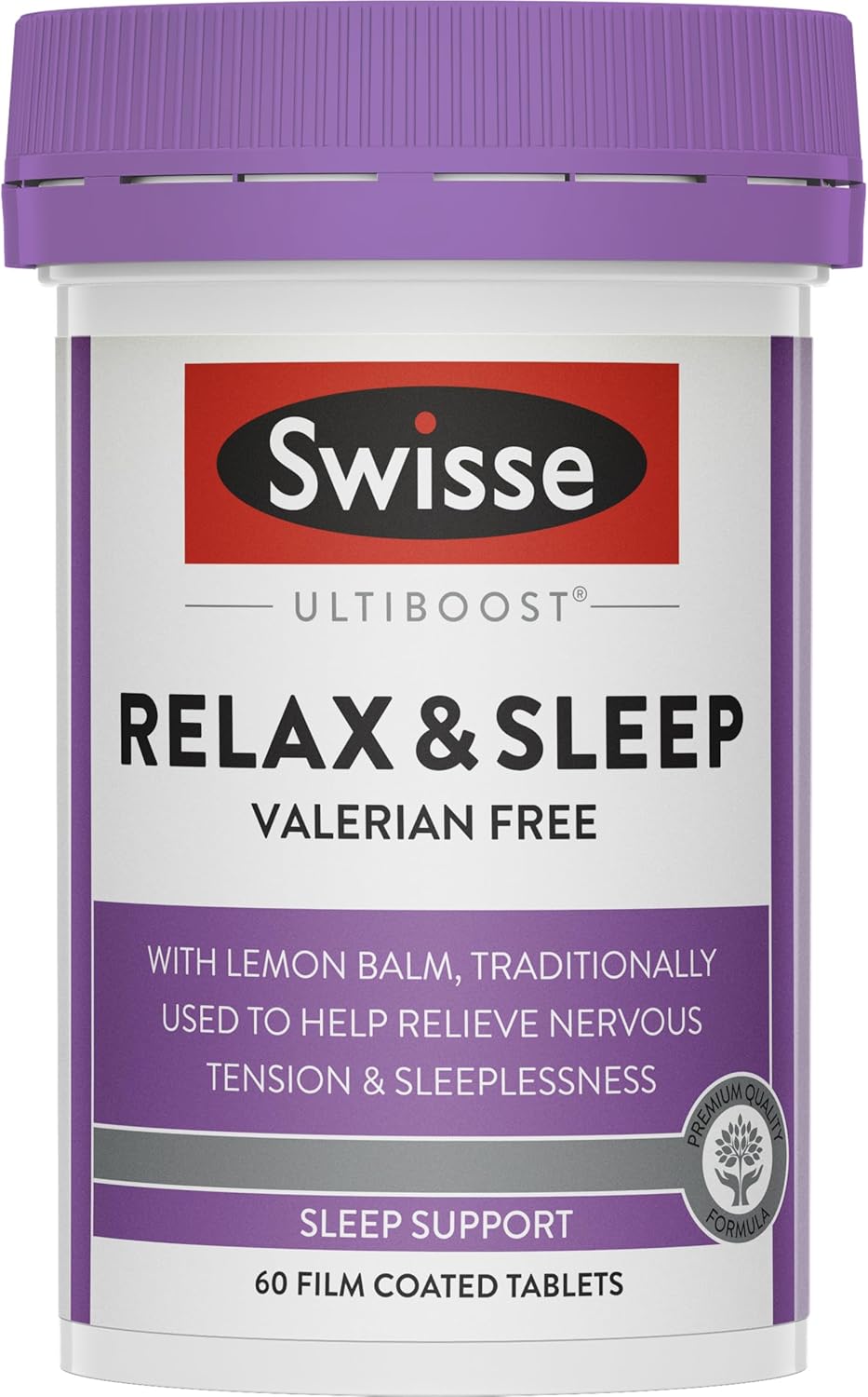 Swisse Ultiboost Relax &amp; Sleep with Magnesium &amp; Lemon Balm - Helps Calm Nerves &amp; Relieve Sleeplessness - 60 Tablets