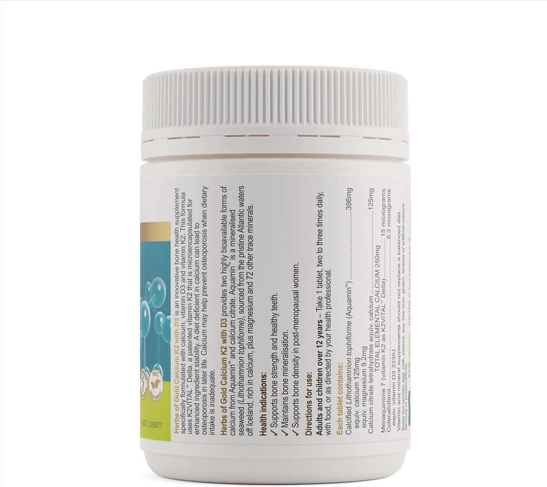 Herbs of Gold Calcium K2 with D3 90 Tablets