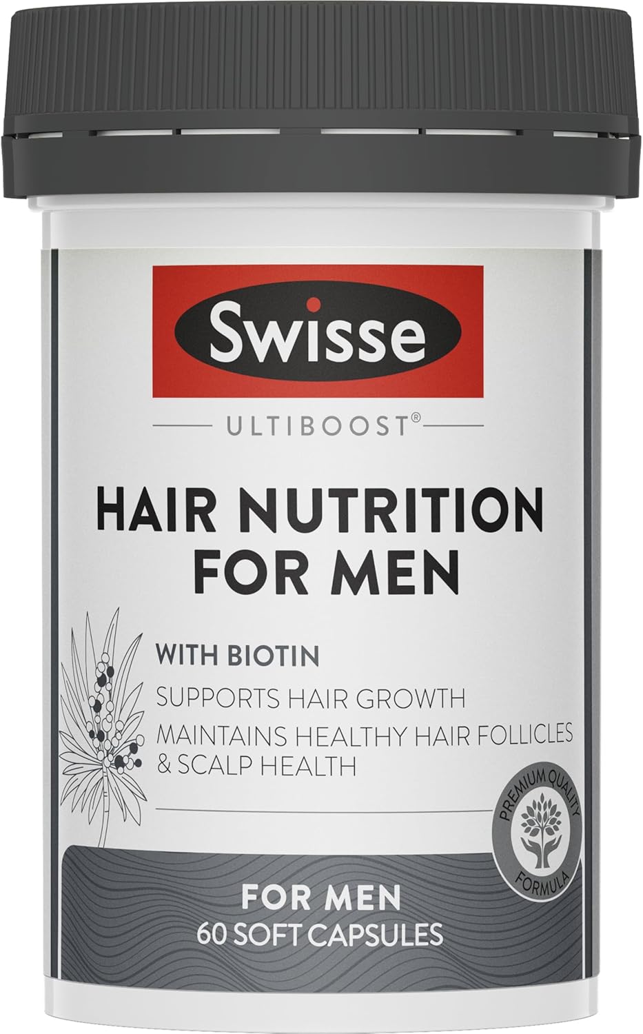 Swisse Ultiboost Hair Nutrition For Men - with Biotin To Maintain Scalp Health &amp; Support Hair Growth - 60 Capsules