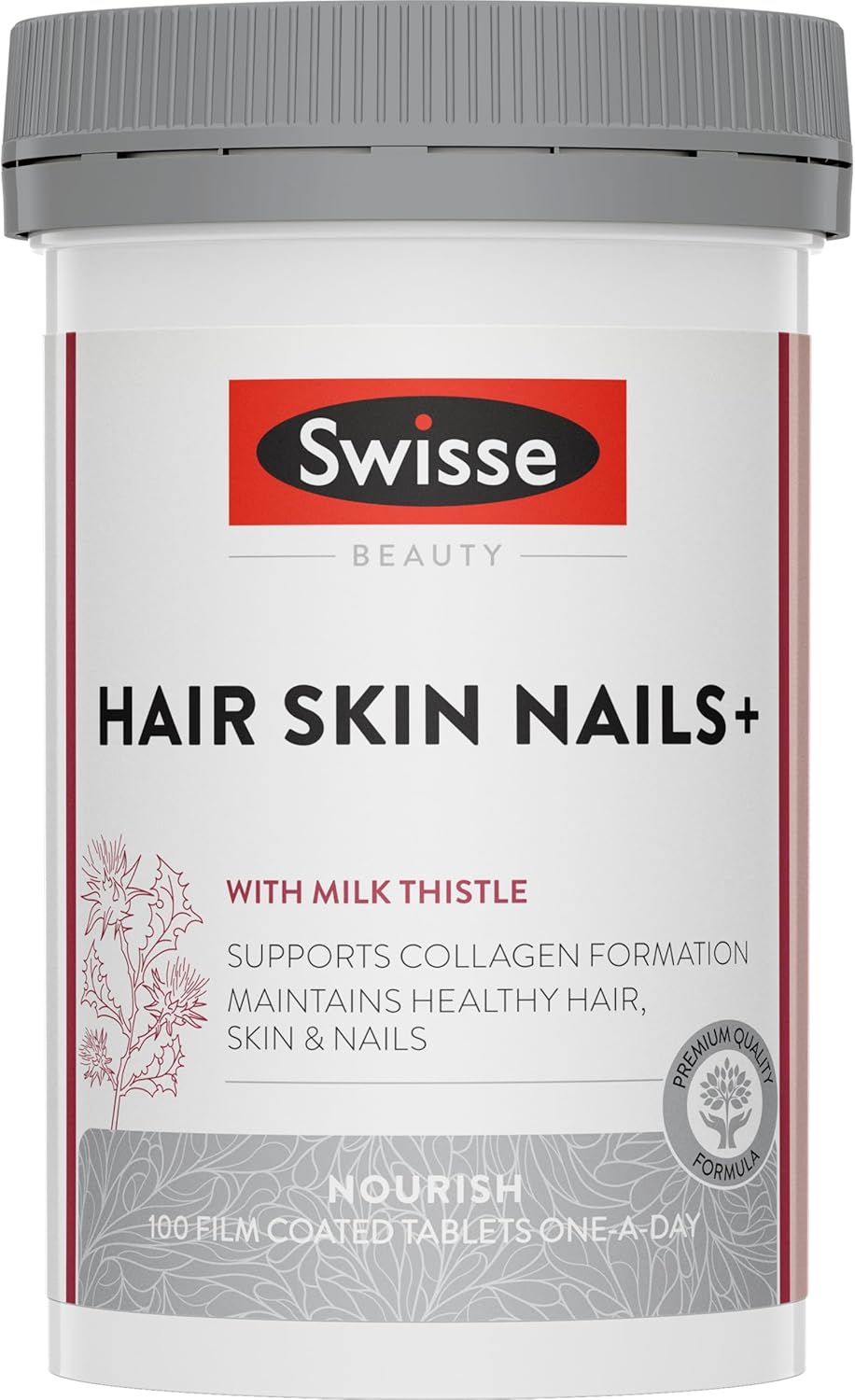 Swisse Beauty Hair Skin Nails+ - Supports Collagen Formation &amp; Reduces Nail Splitting - 100 Tablets