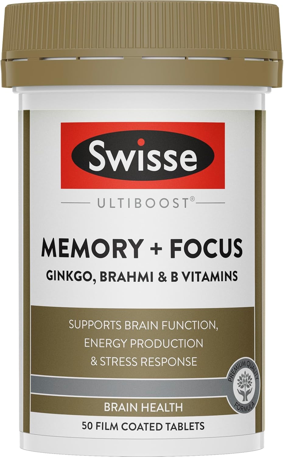 Swisse Ultiboost Memory + Focus - Supports Energy Production &amp; Stress Response - 50 Tablets