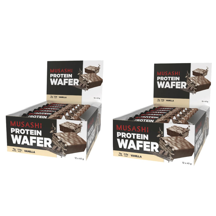 Musashi Protein Wafer Bar Vanilla Pack of 12 (12 x 40g Protein Wafer Bars)