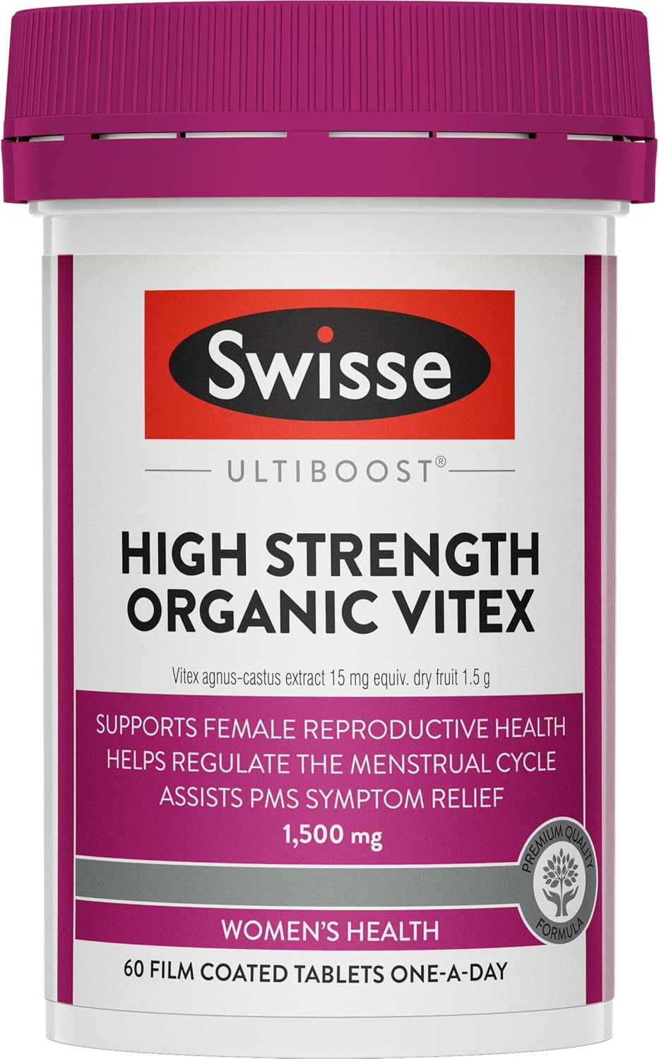 Swisse Ultiboost High Strength Organic Vitex - Helps Regulate The Menstrual Cycle - 60 Tablets