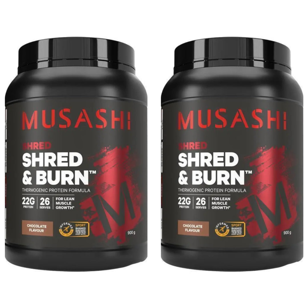 Musashi Shred &amp; Burn Protein Powder Chocolate 900 g