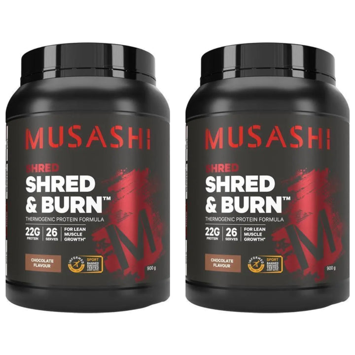 Musashi Shred &amp; Burn Protein Powder Chocolate 900 g