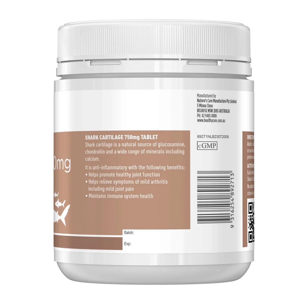 Healthy Care Shark Cartilage 750mg 200 Tablets