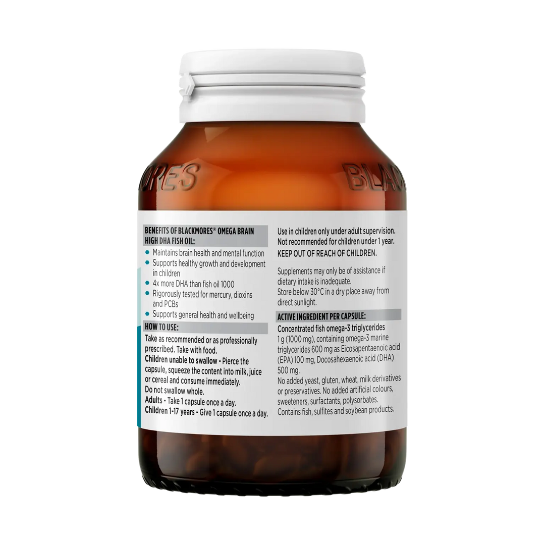 Blackmores Omega Brain High DHA Fish Oil 60 Capsules