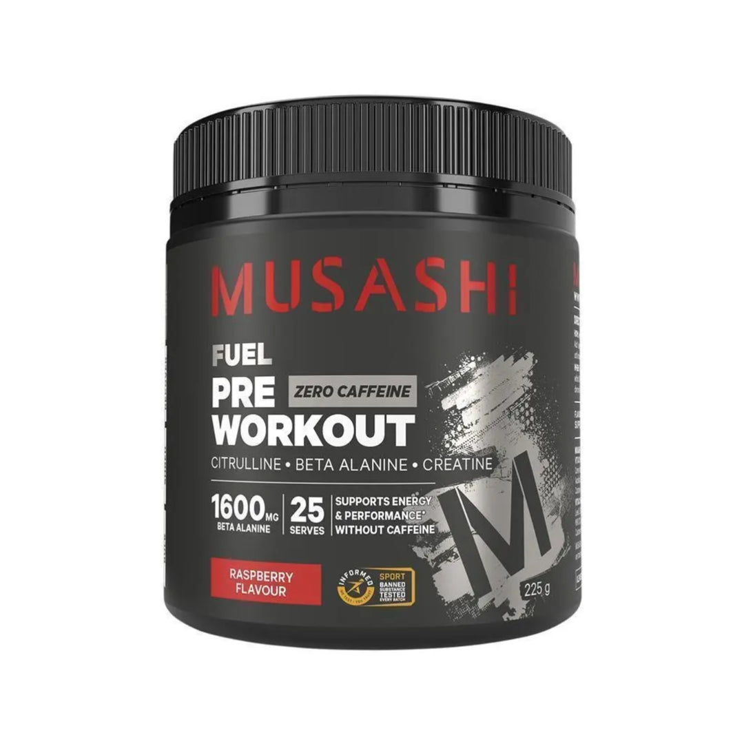 Musashi Pre Workout Zero Caffeine Red Raspberry 225g