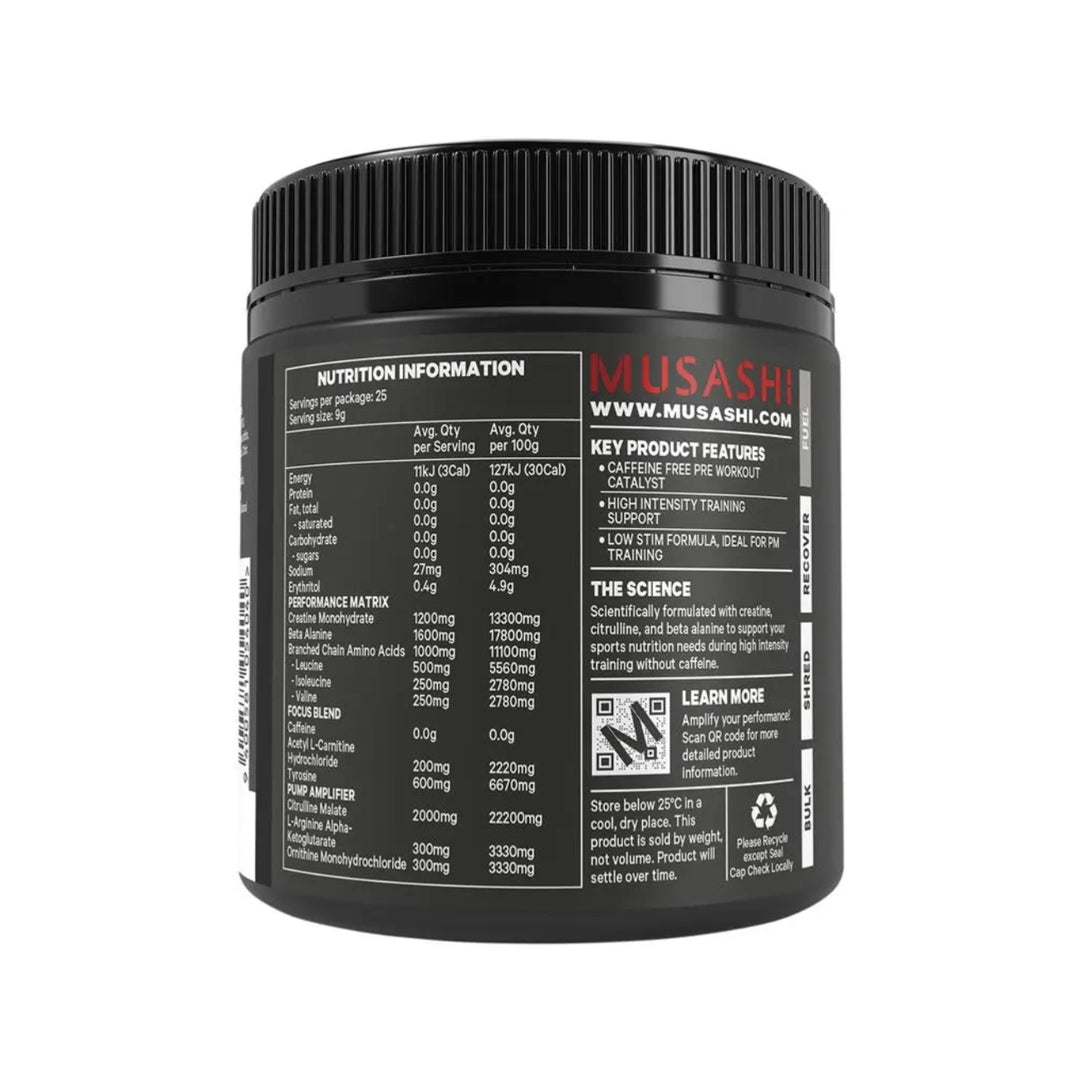 Musashi Pre Workout Zero Caffeine Purple Grape 225g
