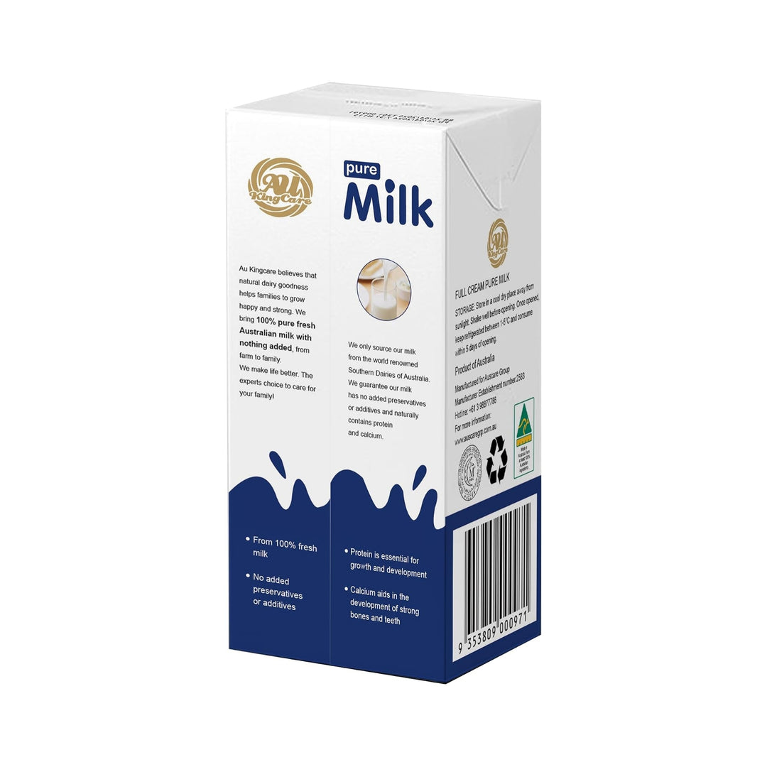 AU KingCare Pure Full Cream Milk 200ml*24 boxes/carton