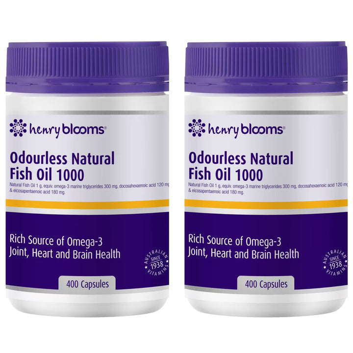 Henry Blooms Odourless Natural Fish Oil 1000mg 400 Capsules