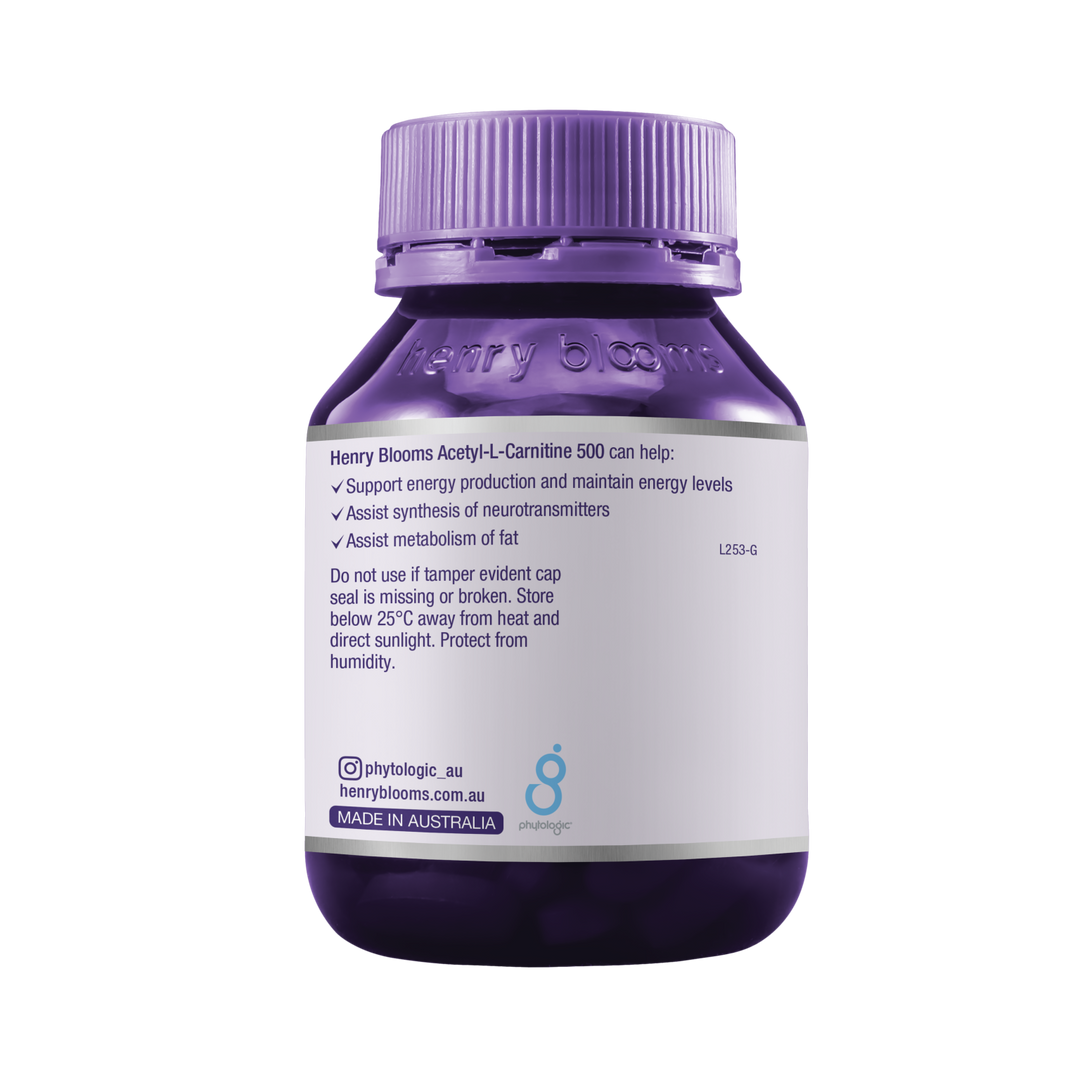 Henry Blooms Acetyl L-Carnitine 500mg 60 Capsules