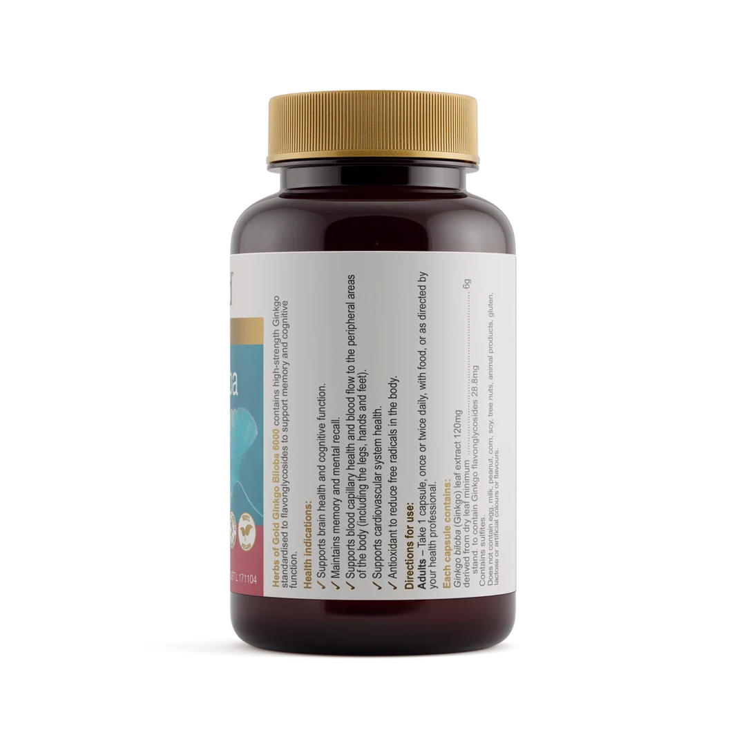 Herbs of Gold Ginkgo Biloba 6000 60 Capsules