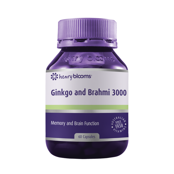 Henry Blooms Ginkgo and Brahmi 3000 60 Capsules
