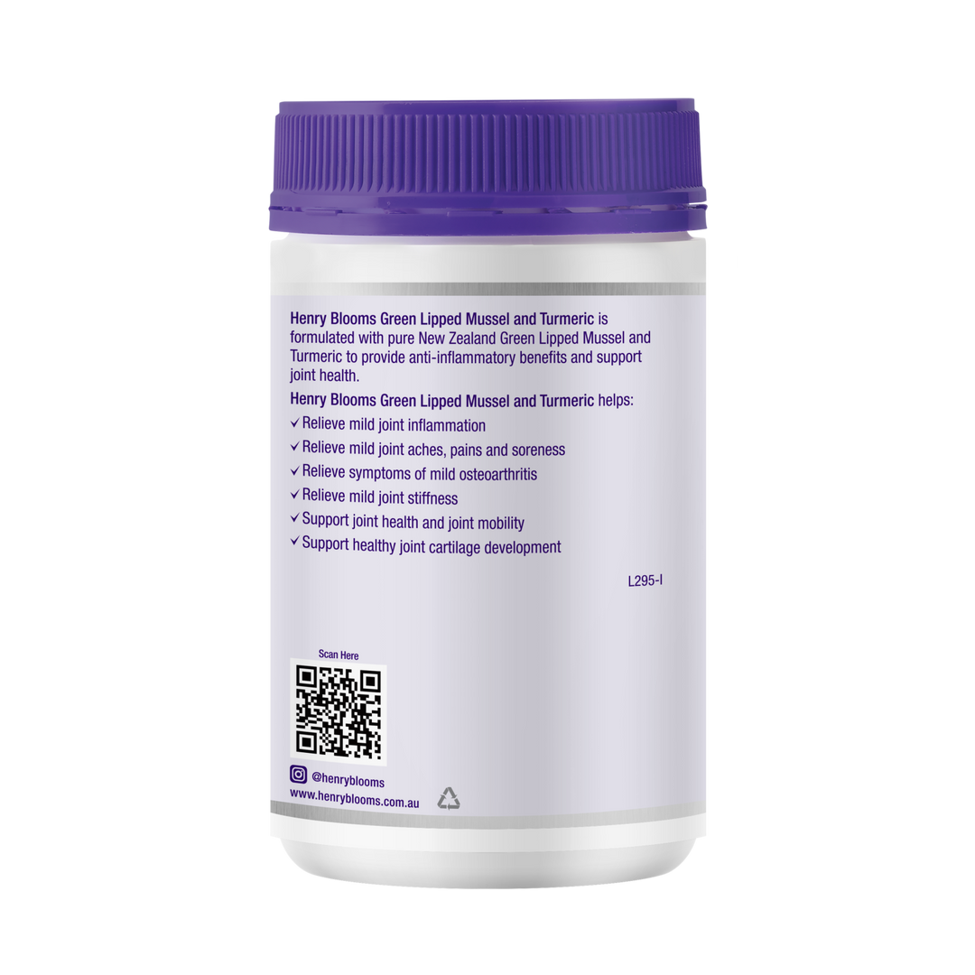 Henry Blooms Green Lipped Mussel and Turmeric 100 Capsules