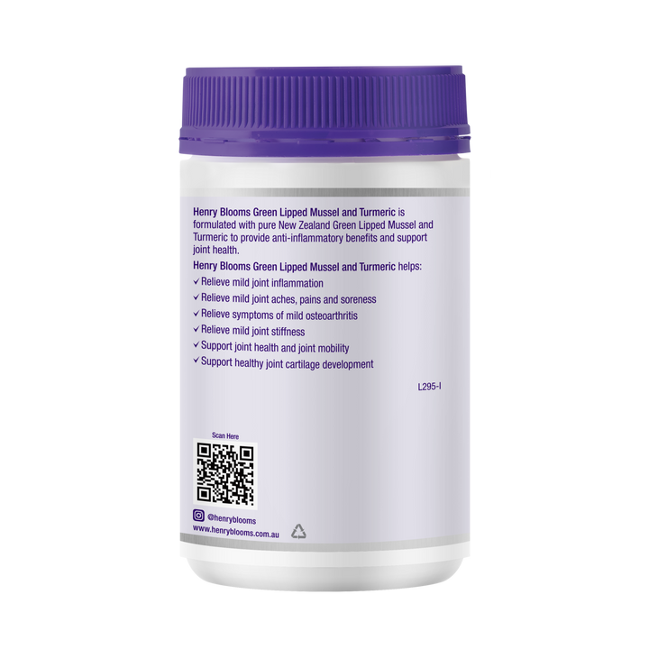Henry Blooms Green Lipped Mussel and Turmeric 100 Capsules