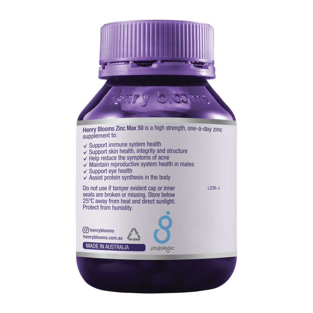 Henry Blooms Zinc Max 50mg 60 Capsules
