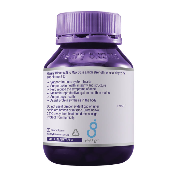 Henry Blooms Zinc Max 50mg 60 Capsules