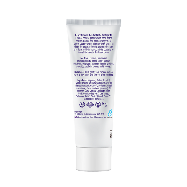 Henry Blooms Kids Probiotic Toothpaste – Organic Orange 50 g